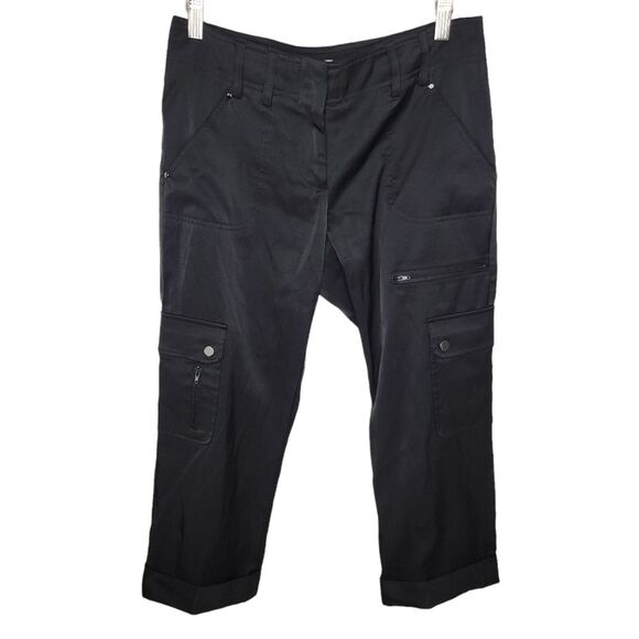 Cache black satin cargo capri pants size 0 - Picture 1 of 6